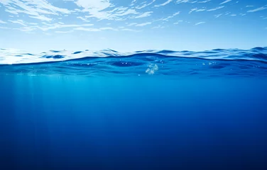 Poster Serene underwater scene with sunlight filtering through ocean waves © thodonal