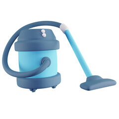 3D Illustration of Blue Vacuum Cleaner