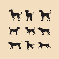 Charlie dog set silhouette Clipart on a hex color background