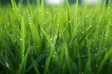 Fototapeta na wymiar Nature wet grass in a field