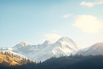 Obraz premium snowcapped mountain peaks in the morning light