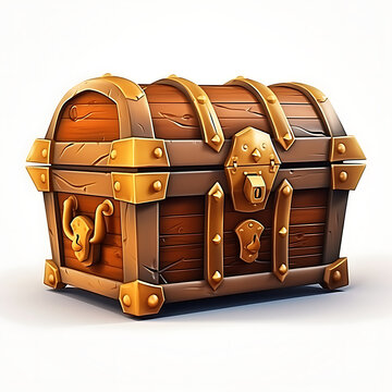 Chest icon 3d rpg game isolated white background AI Image Generative