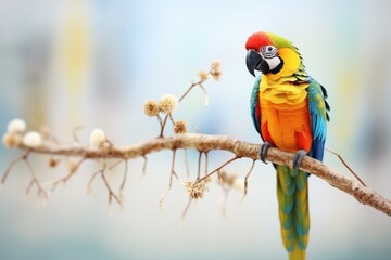 a colourful parrot perched on a branch