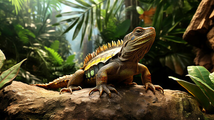 Fototapeta premium iguana on a tree high definition photographic creative image