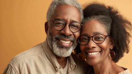 A portrait of enduring love: a senior couple with stylish grey hair.