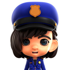 Female Police 3D Avatar Illustration