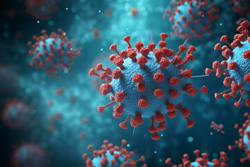 Fototapeta na wymiar HIV virus particles, artwork - 3d