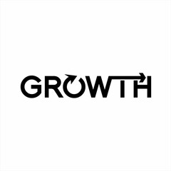 Growth word design with arrows on letters O and T.