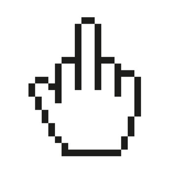 Web Mauszeiger Hand "Mittelfinger" Pixel Style Vektor Symbol