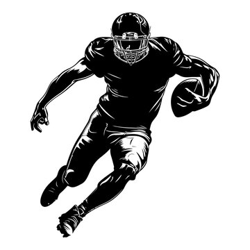 Silhouette american football player full body black color only