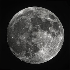 Photo of a full moon on black background.