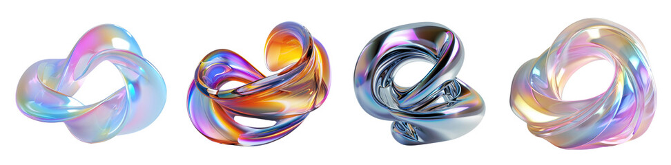 3d illustration abstract gradient spiral on transparent background
