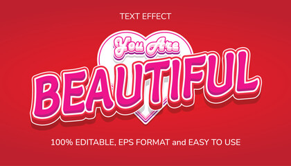 You Are Beautiful 3d Style Editable Text Effect Eps Format