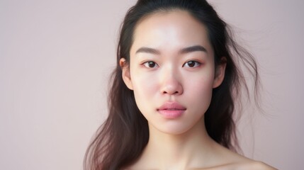 Naklejka premium Closeup shot emphasizing the uniqueness of an Asian lady's skin.