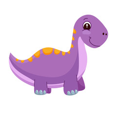 Vector illustration of Cartoon Dinosaur Character. Cute colored dinosaur isolated on white background. T-rex, diplodocus, triceratops.