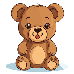 Vector illustration of a cute cartoon style bear isolated on white background