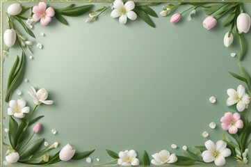  flower border on a mint green background
