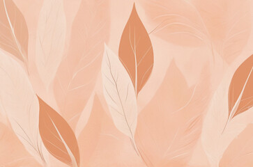 An attractive and peaceful abstract background with stylized leaves in a delicate peach fuzz color, evoking a minimalist approach with a soft, tactile look.