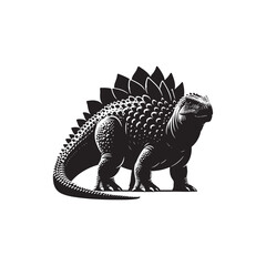 Mesozoic Marvels: Dinosaur Illustration - Wild Animal Vector - Silhouette Series Unveiling the Marvels of the Mesozoic Era

