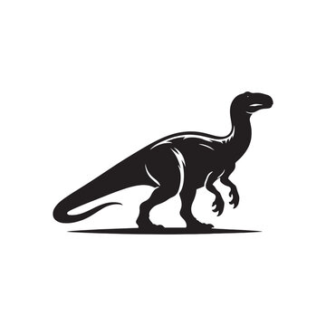 Fossilized Forms: Dinosaur Illustration - Wild Animal Vector Showcasing the Fossilized Beauty of Extinct Creatures in Silhouette
