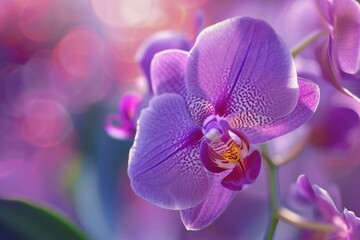 A close-up photograph of a purple flower with a blurred background. This image can be used to add a touch of elegance and beauty to various design projects