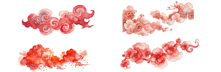 Chinese cloud cartoonish red element. for designs with an Eastern flair, a sense of warmth and tradition