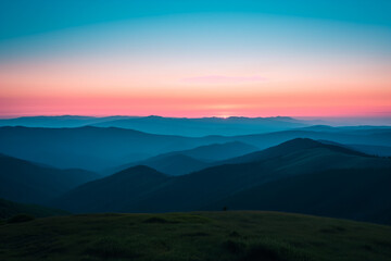 Fototapeta premium Twilight Hues over Tranquil Mountains