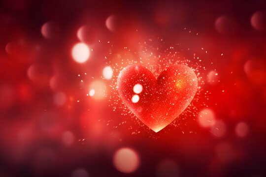 Valentine's day background with red heart and bokeh lights
