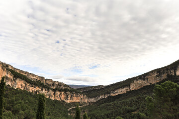 The mountain range of Cuenca on a cloudy day of winter