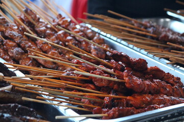 Grilled chicken is delicious at street food in Thailand and the Philippines, Asia.