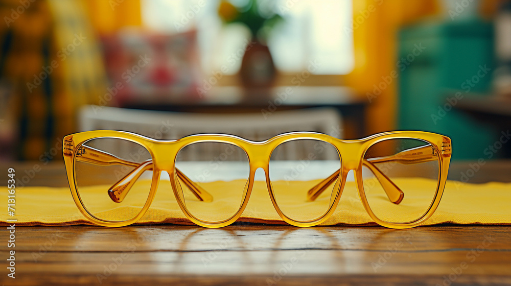 Sticker glasses on a table high definition photographic creative image