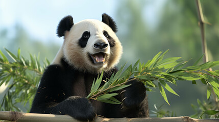 Fototapeta premium panda eating bamboohigh definition photographic creative image