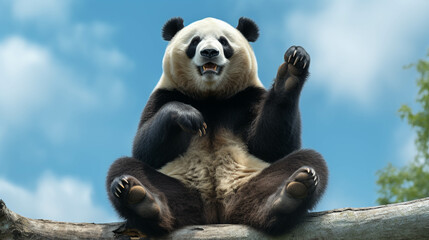 Obraz premium giant panda eating bamboo high definition photographic creative image