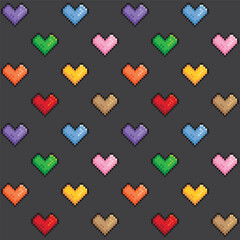 seamless pattern pixel colorful 
heart isolated on background