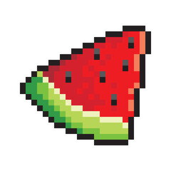 red watermelon pixel style isolated on white background