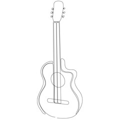 Fototapeta premium acoustic guitar continuous line drawing vector illustration