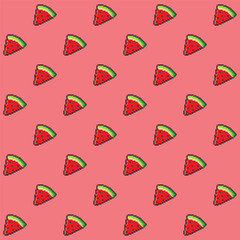 seamless pattern pixel red watermelon isolated on background