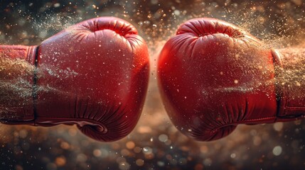Boxing Gloves Impact Capturing the Moment of Contact - obrazy, fototapety, plakaty