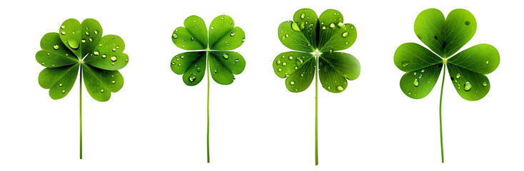 four leaf clover isolated on white background, transparent
