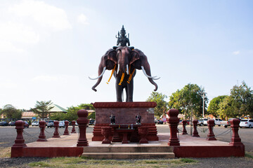 Hindu god Indra riding erawan elephants creatures for thai people travelers travel visit and...