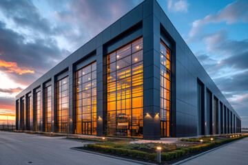 Fototapeta na wymiar exterior of a modern small business unite with warehouse.