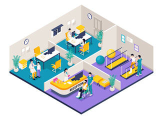 Health workers illustration in isometric view
