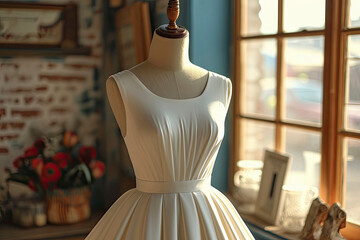 Beautiful wedding dresses on a mannequins