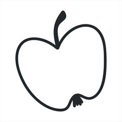 Hand drawn apple Fruit isolated. sketch drawing of Food. Doodle, simple outline illustration. Vector Symbol. Minimalistic icon - obrazy, fototapety, plakaty