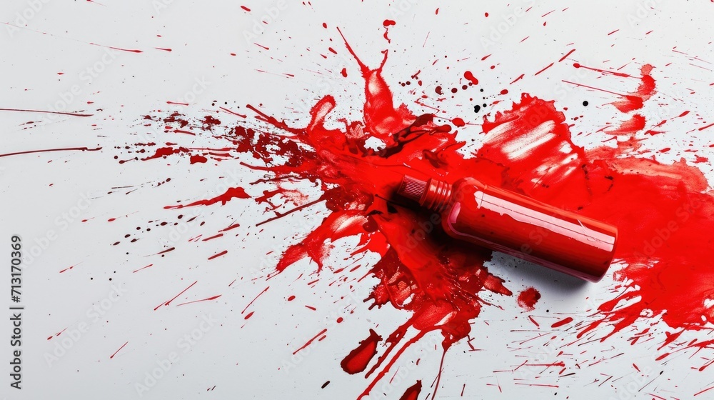 Aufkleber red paint splattered on a white surface. can be used for artistic or creative projects