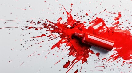 Red paint splattered on a white surface. Can be used for artistic or creative projects