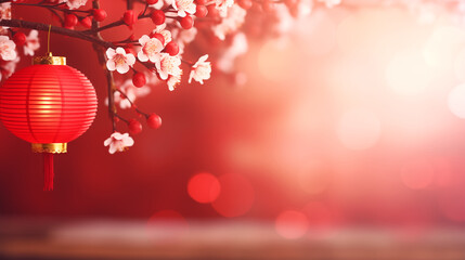 Beautiful Chinese New Year red lanterns on festive background picture
