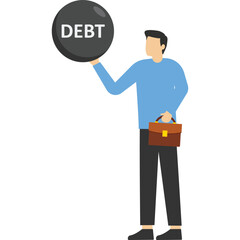 Businesswoman have a little debt, Vector illustration in flat style

