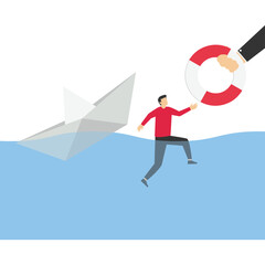 Helping leaders in crisis, Vector illustration in flat style

