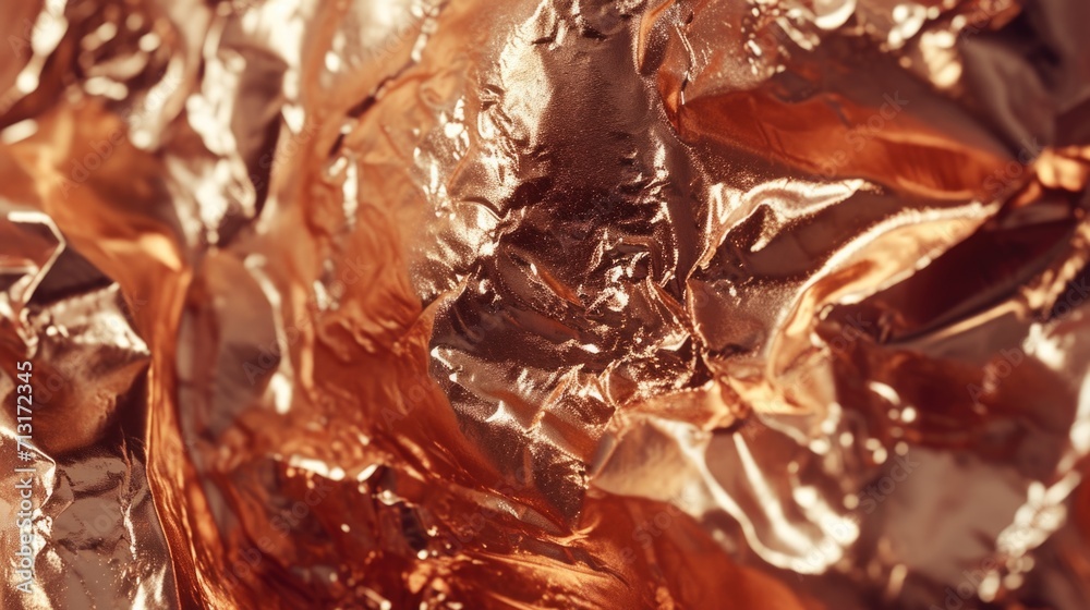 Poster A detailed close-up view of a piece of tin foil. Versatile and practical for various uses